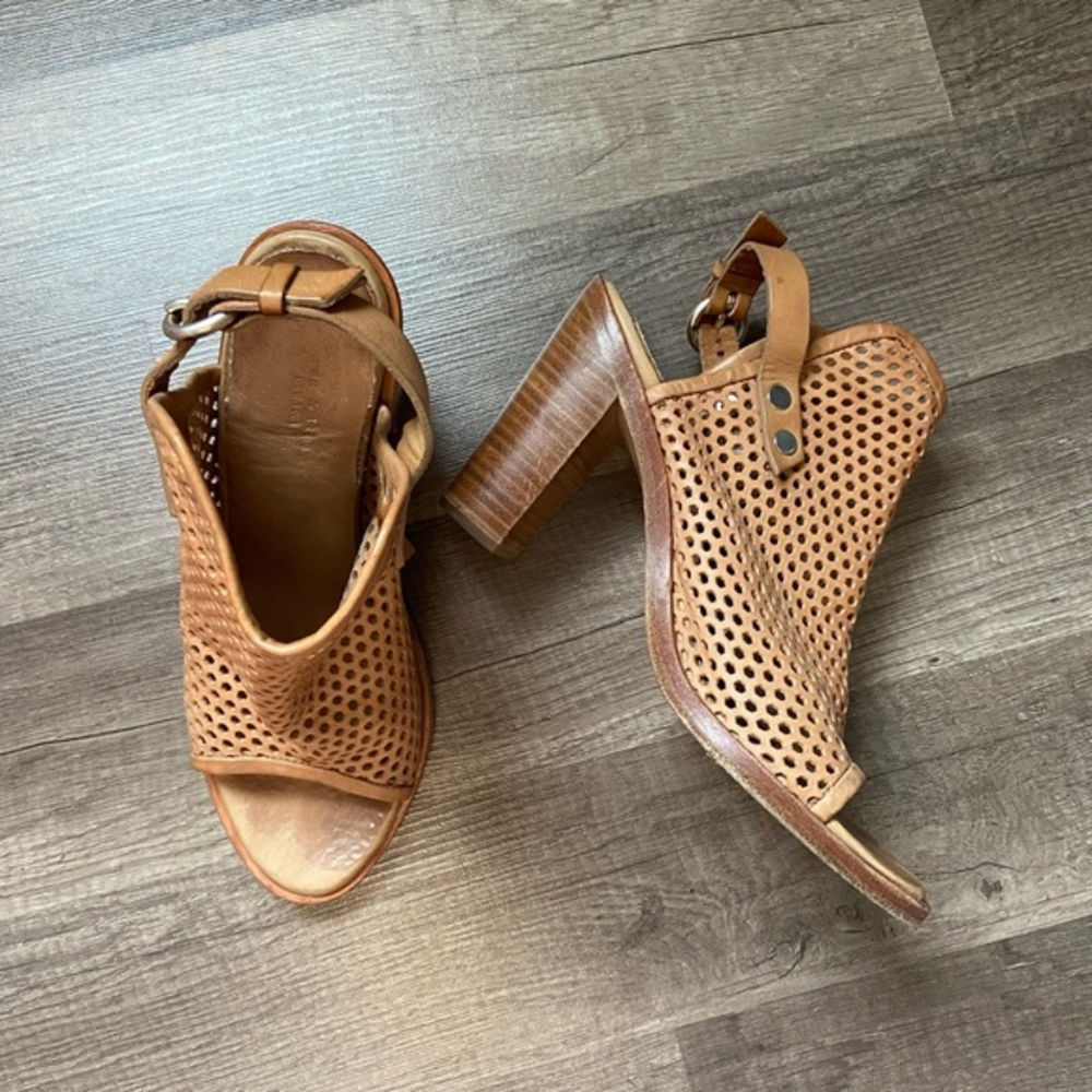 Rag & Bone Tan Leather Cutout Sling back Heel Sandals